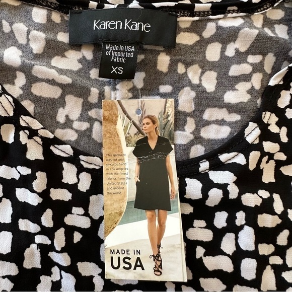 NWT Karen Kane Black White Short Sleeve Shift Dress Size XS - Picture 7 of 11